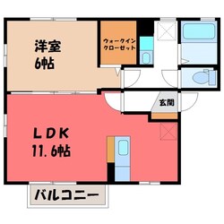 宇都宮駅 バス20分  西三の沢下車：停歩15分 1階の物件間取画像